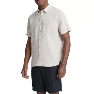 Vince | 100% Linen Men's Short Sleeve Linen Shirt In Pumice Rock Size XXL